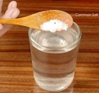 Salt in glass of water